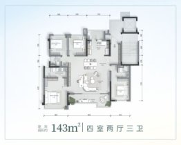 龙湖西宸·御湖境 4室2厅1厨3卫建面143.00㎡