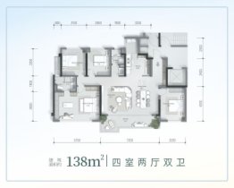 龙湖西宸·御湖境 4室2厅1厨2卫建面138.00㎡