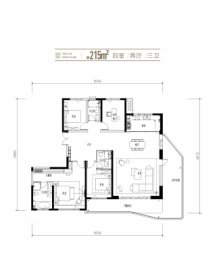 中国铁建西派玺悦4室2厅1厨3卫建面215.00㎡