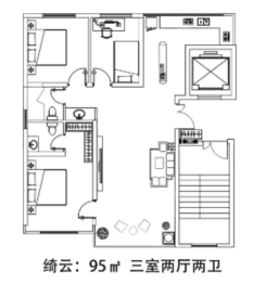 金域云缦3室2厅1厨2卫建面95.00㎡