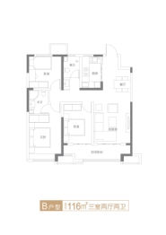 青实·清荷茗郡3室2厅1厨2卫建面116.00㎡