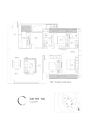 中国电建地产·洺悦江湾4室2厅1厨2卫建面165.00㎡