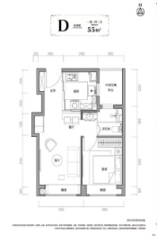 信达格调·美古花园1室1厅1厨1卫建面55.00㎡