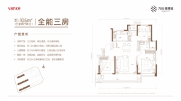 万科理想城3室2厅1厨2卫建面105.00㎡