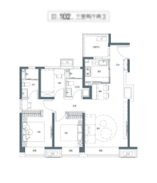 万科东庐3室2厅1厨2卫建面102.00㎡