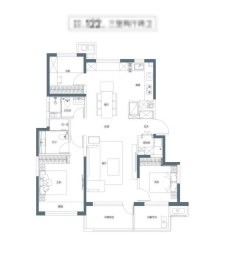 万科东庐3室2厅1厨2卫建面122.00㎡