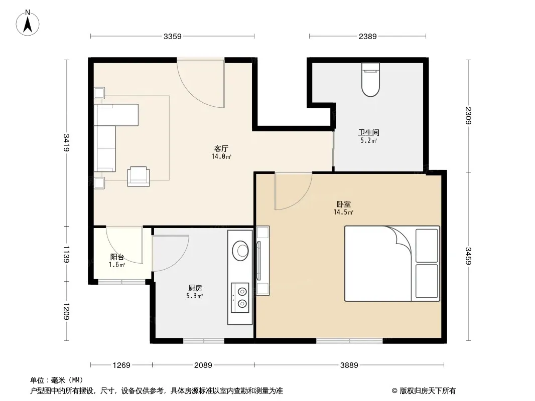 河怡花园1室1厅1卫1厨户型报告