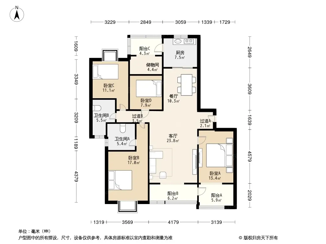 天地源枫林绿洲4室2厅2卫1厨户型报告