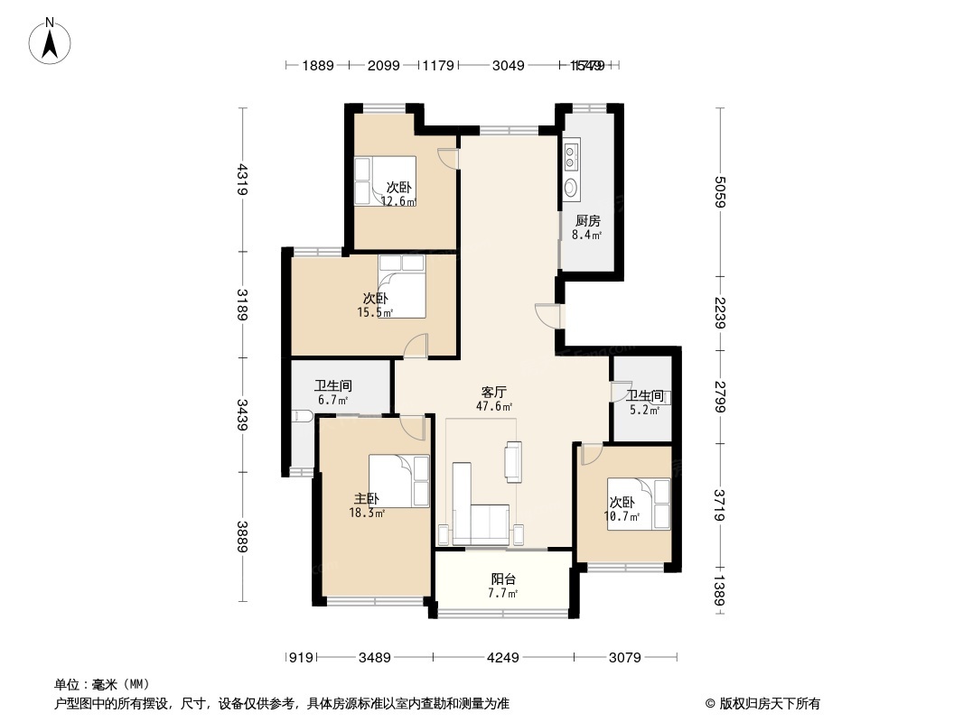 4室2厅1卫户型图片图片