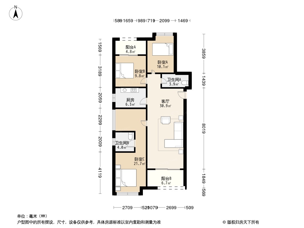 阳光100大湖第户型图图片