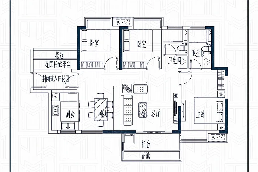 全明户型,各部分空间均有窗,可保证整体空间采光和通风,居住舒适度好.