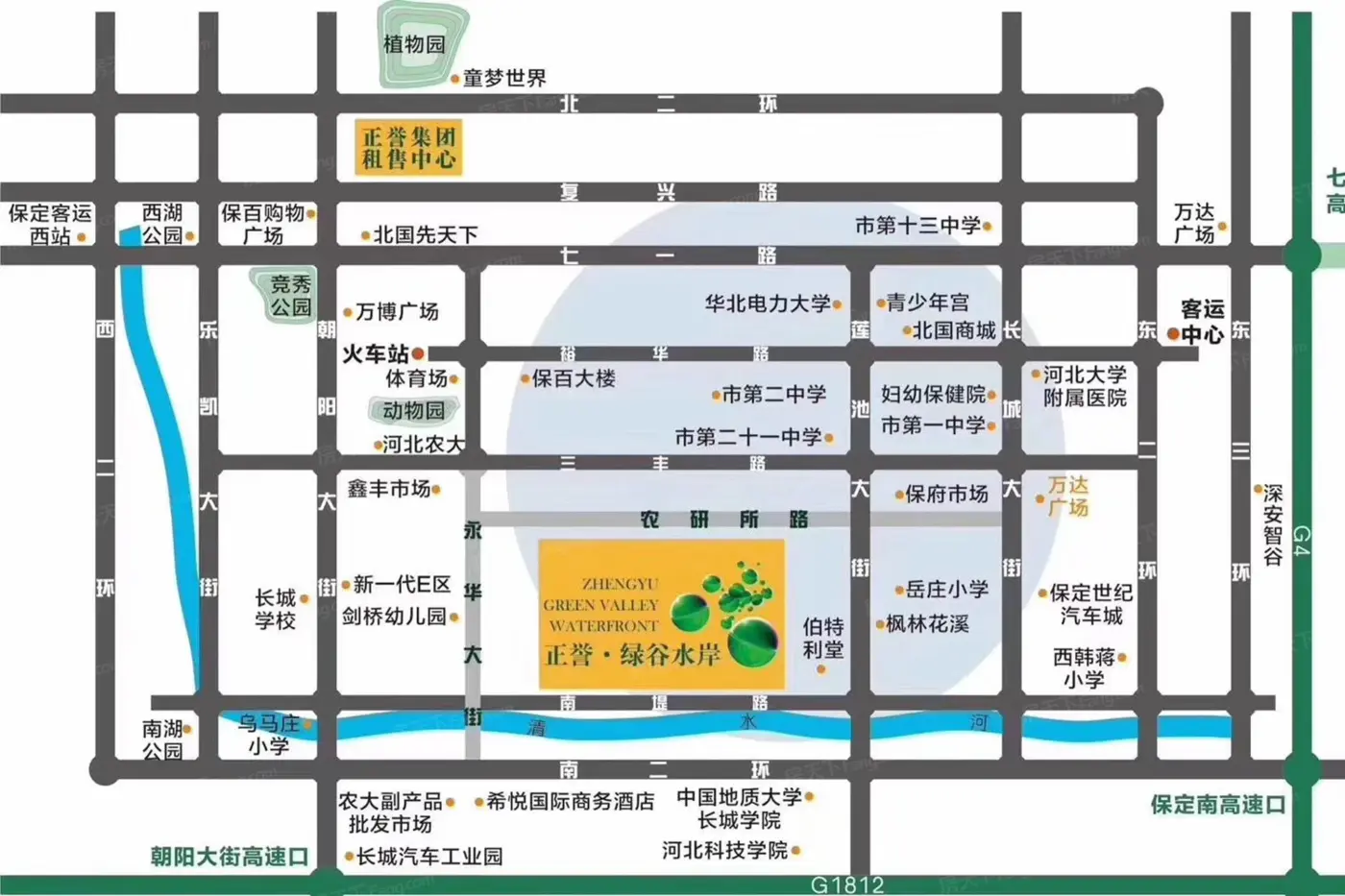 周边交通配套测评,正誉·绿谷水岸优劣势分析-保定房天下