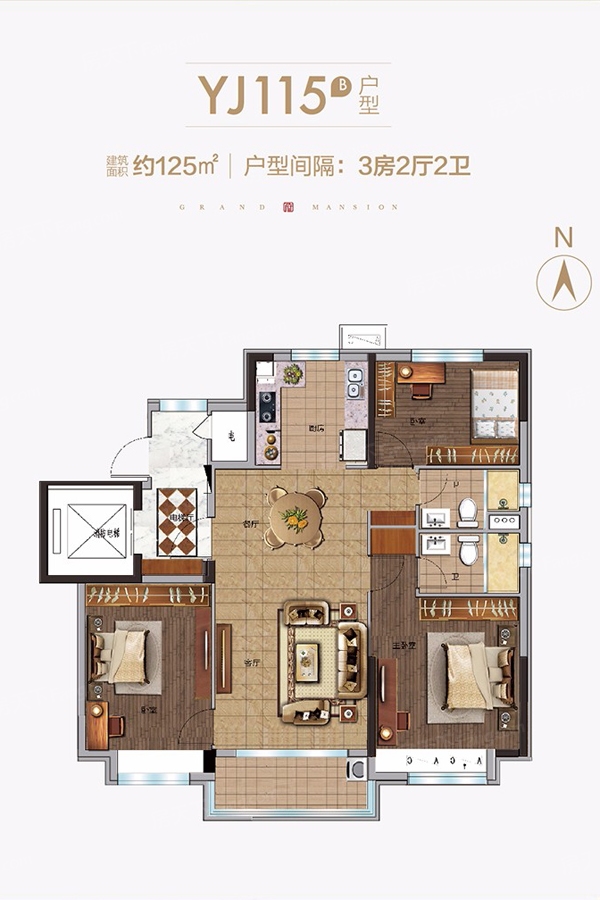 户型解析:各个空间户型方正,后期空间利用率高;全明通透户型,居住