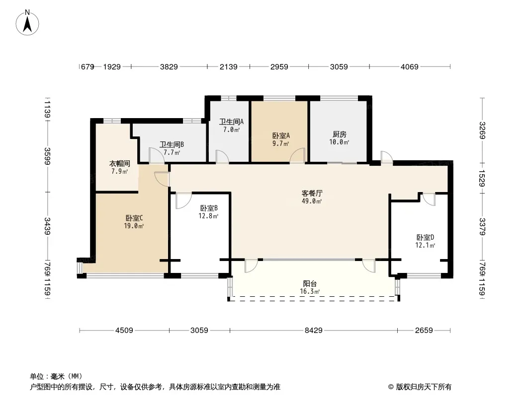 三居户型信息面积范围在售二手房套数在售二手房价格区间海信积米湾