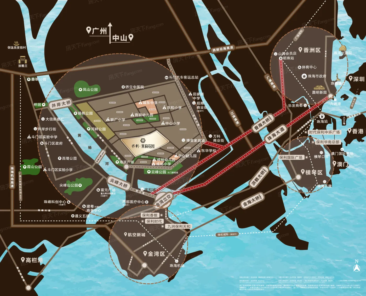 通过白蕉大道,湖心路连通市区,桥湖路连接井岸老城区,规划有东堤路