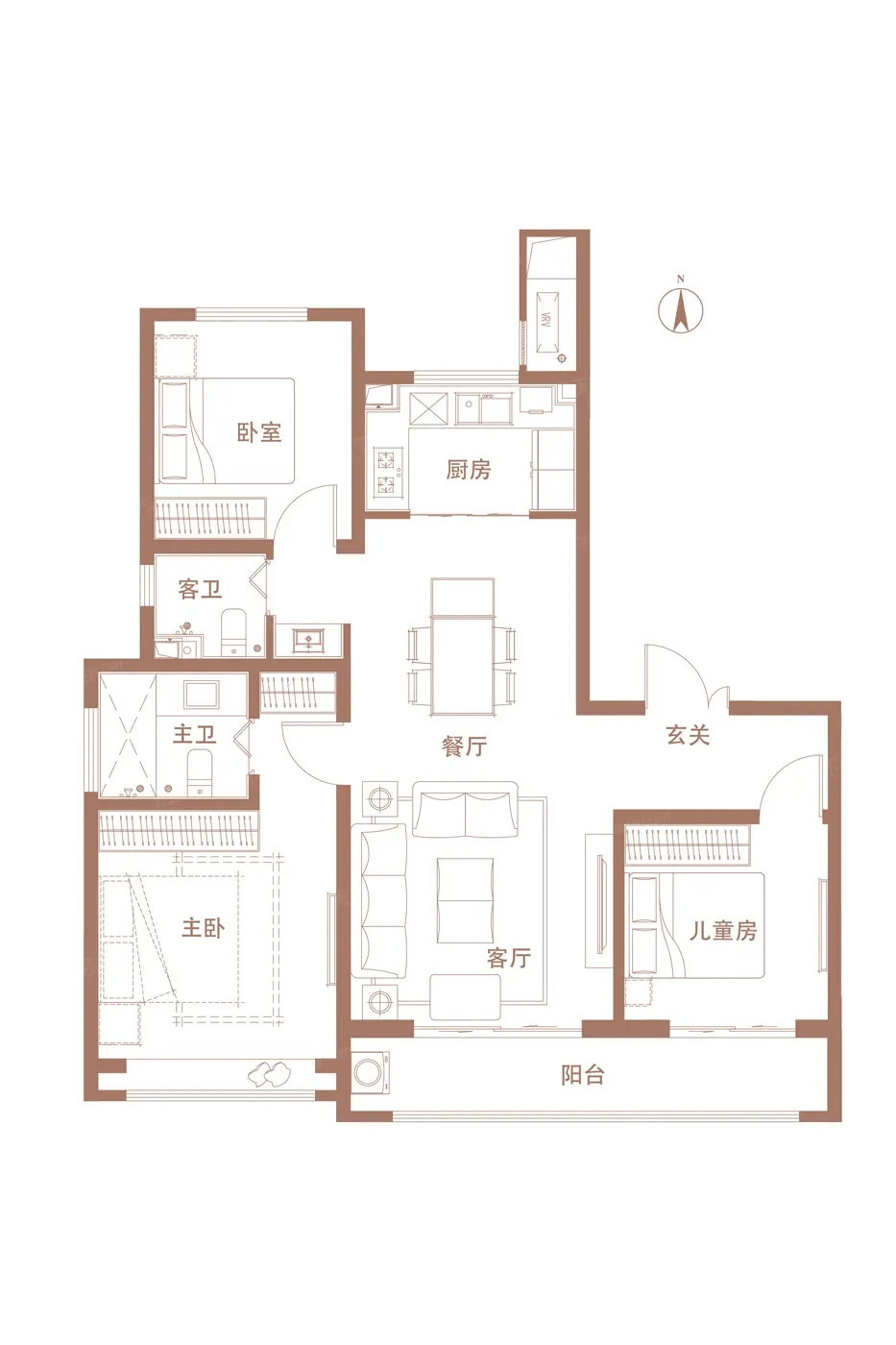 整体户型方正,活动区域开阔,居住舒适度高;全明通透户型,居住舒适度较