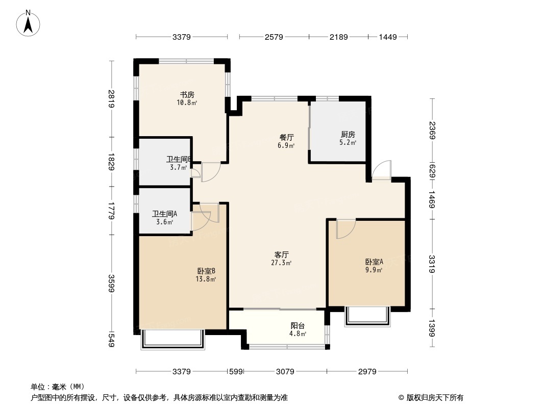 中海·寰湖时代户型类别:3居,4居户型面积:85.00平方米-120.