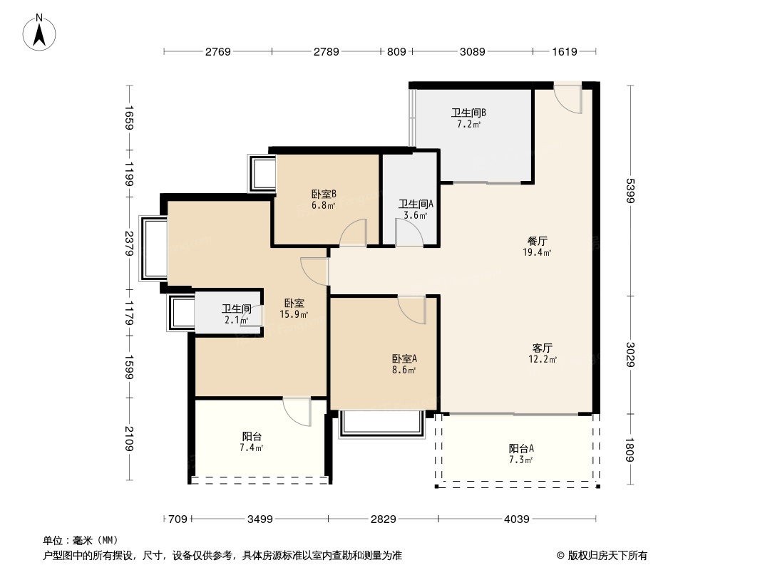 89㎡户型(查                  特发天鹅湖畔 特发天鹅湖畔户型类别:2