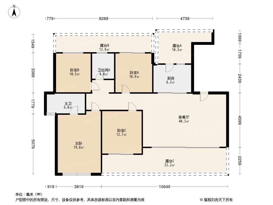 75平方米户型举例:蓝光&贵安置投·长岛国际4居室户型图(查看该楼盘