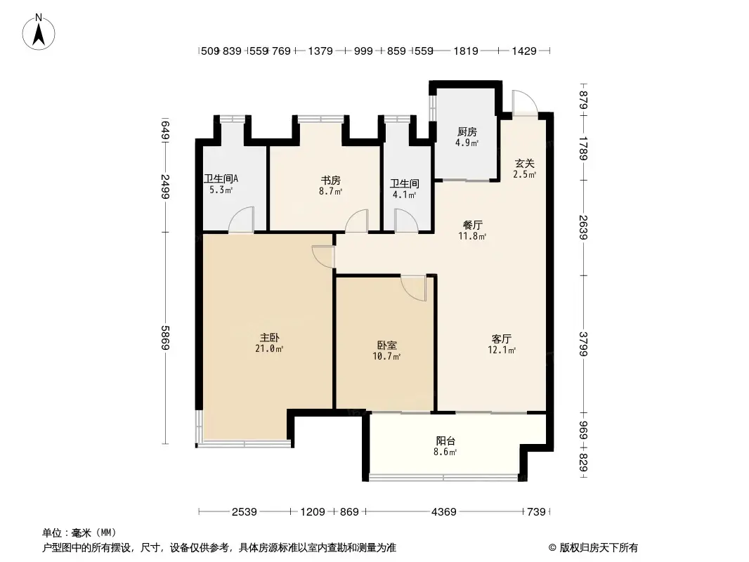 长乐澜山户型类别:3居,4居户型面积:89.00平方米-127.