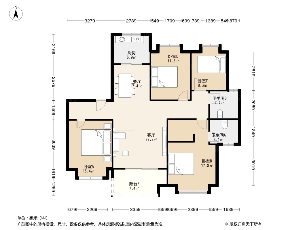 咸宁海德公馆户型图图片