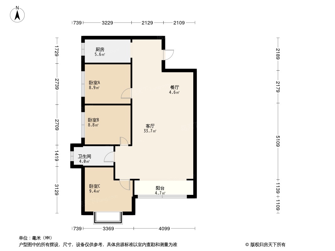 09平方米戶型舉例:107平戶型(查看該樓盤更多戶型)