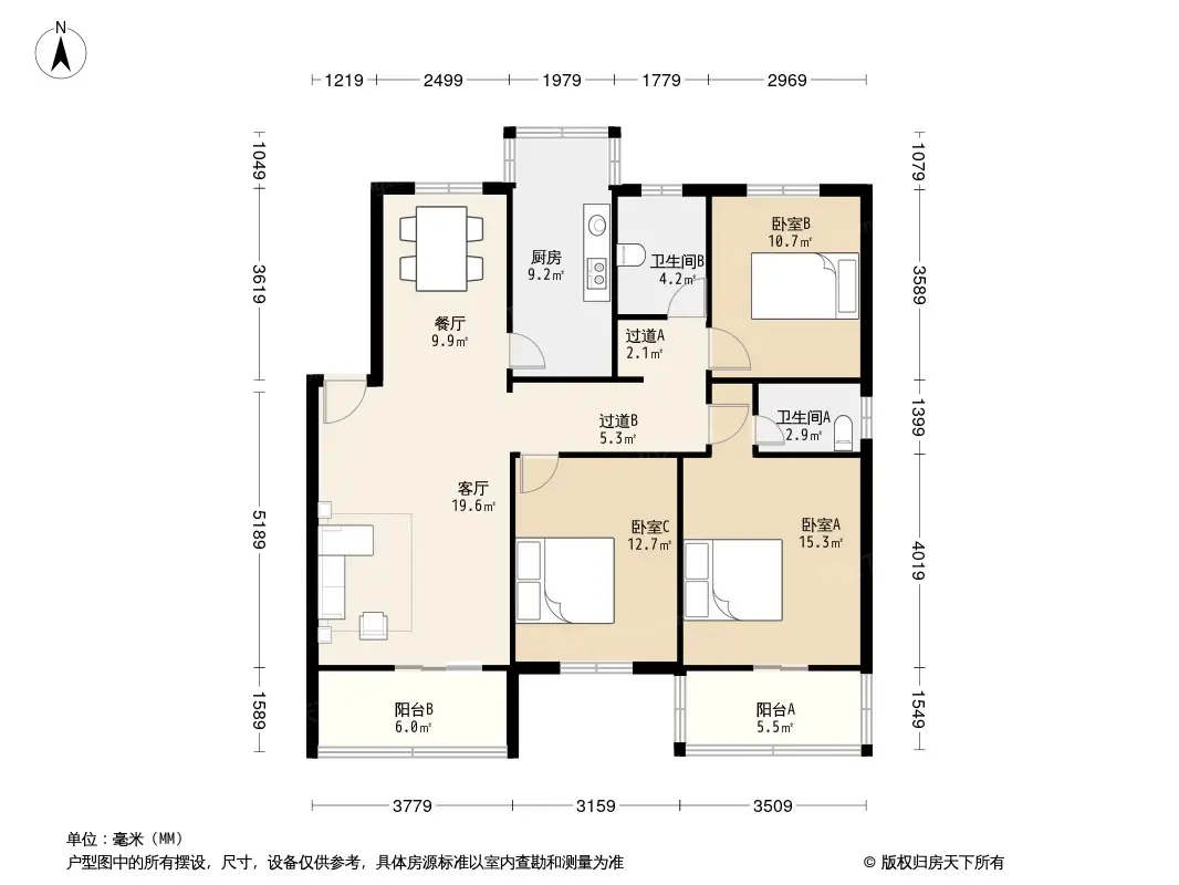 员工宿舍户型图图片