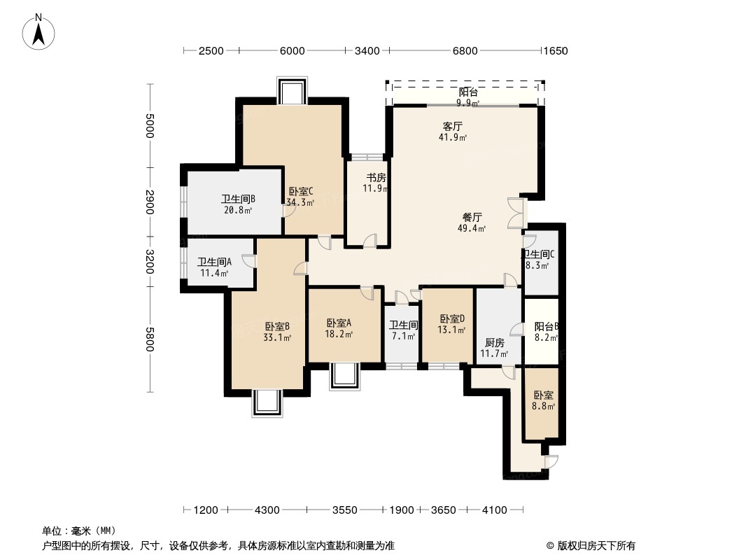 南天名苑别墅户型图图片