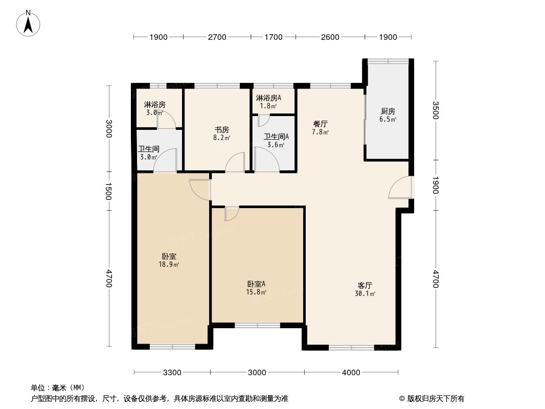 >各个空间户型方正,后期空间利用率高;全明户型,各部分空间均有窗,可