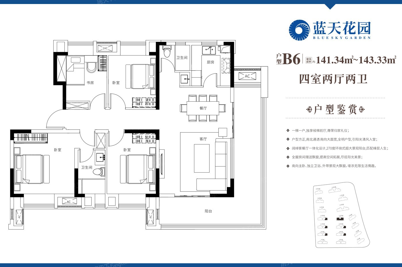 仙桃蓝天新城户型图图片