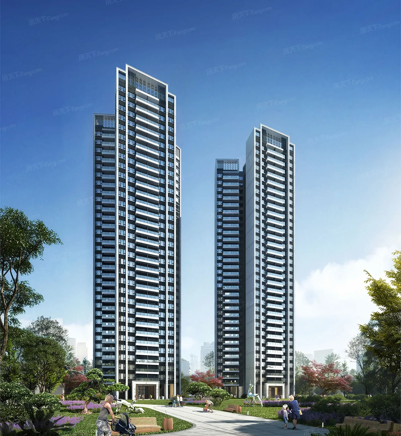 总户数为478户,项目共配备566个停车位,采用的是围合型蝶式布局设计