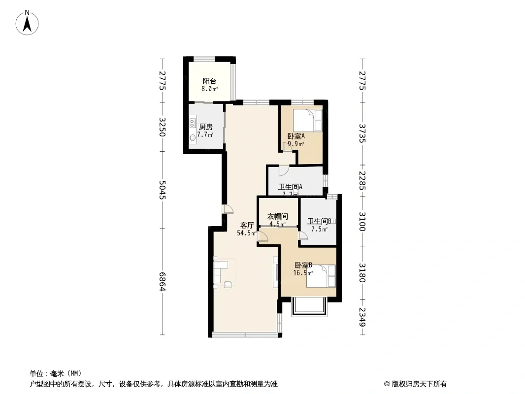 华润半山悦景2室2厅2卫1厨户型报告