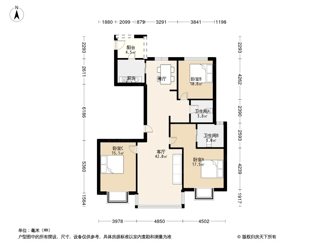 华润半山悦景2室2厅2卫1厨户型报告