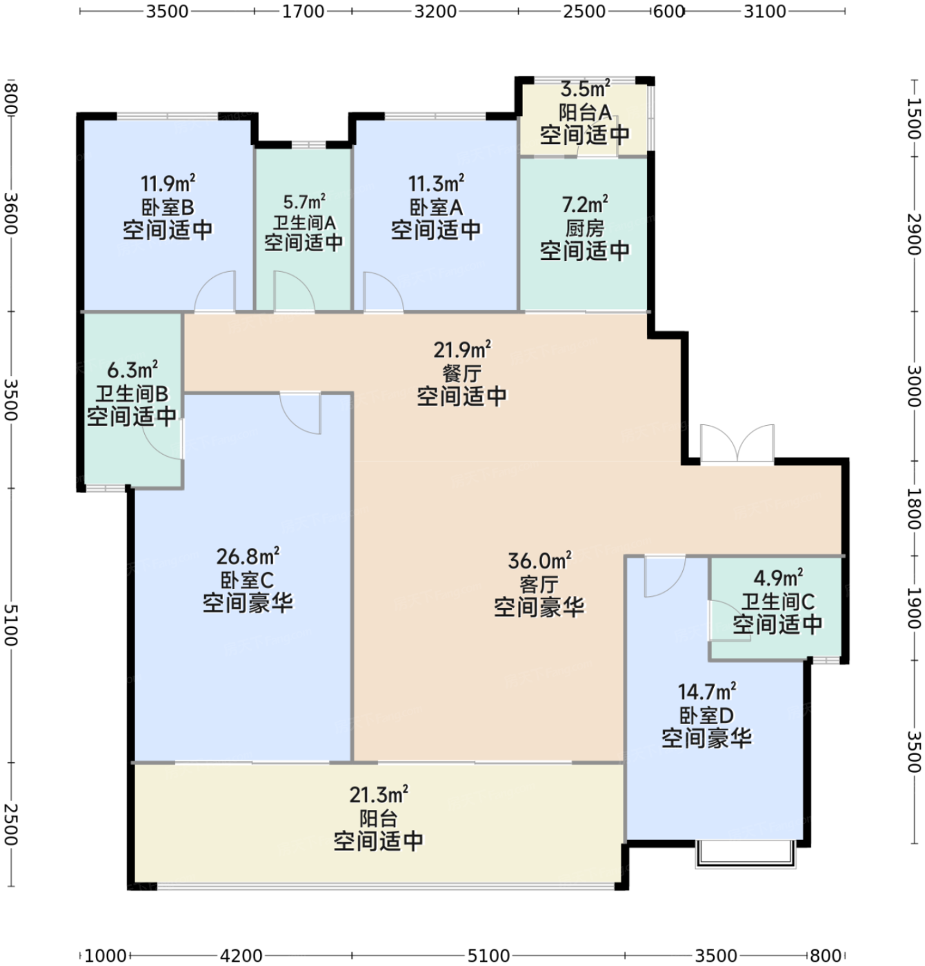 人居·智荟城4室2厅3卫1厨户型报告