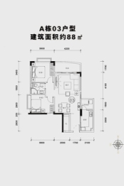 流溪半岛2室2厅1厨1卫建面88.00㎡