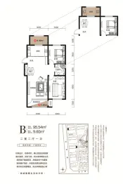 新东方·观澜郡2室2厅1厨1卫建面95.54㎡