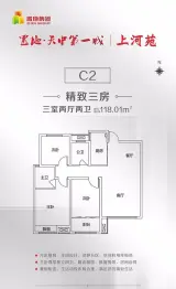 置地天中第一城上河苑3室2厅1厨2卫建面118.01㎡