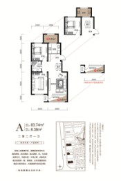 新东方·观澜郡2室2厅1厨1卫建面83.74㎡