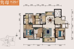 碧桂园荟隽棠4室2厅1厨2卫建面125.00㎡