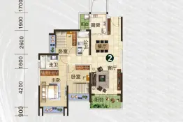 鼎湖山水名城3室2厅1厨2卫建面107.0㎡