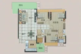 汉一花城都汇3室2厅1厨2卫建面97.00㎡