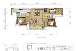 北宸雅郡3室2厅1厨2卫建面107.00㎡