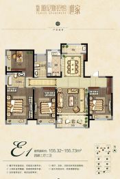 上海东亚威尼斯公馆世家4室2厅1厨2卫建面155.32㎡