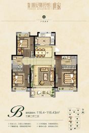 上海东亚威尼斯公馆世家3室2厅1厨2卫建面116.4㎡