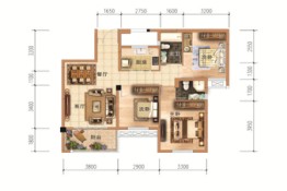 中乾·世纪城3室2厅1厨2卫建面105.15㎡