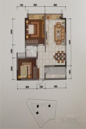 蔚蓝学府2室2厅1厨1卫建面83.00㎡