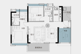 越秀·东坡2室2厅1厨2卫建面93.00㎡