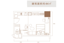 世景国际广场1室1厅1厨1卫建面44.00㎡