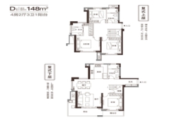 华润中央公园4室2厅1厨3卫建面148.00㎡