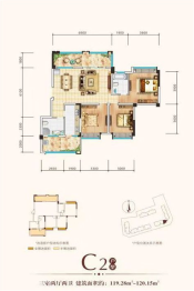 金路怡心苑3室2厅1厨2卫建面119.28㎡